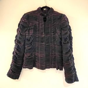 Zara  Ruched Plaid Wool Blend Women Jacket Blazer Medium Academia Grunge Preppy